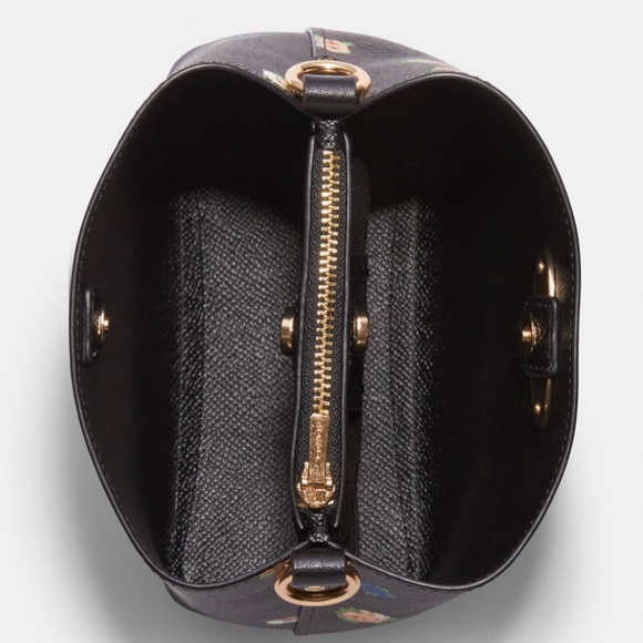 NWT COACH Mini Town Bucket Bag Signature Canvas Vintage Rose & Zipper Card Case - Picture 5 of 16